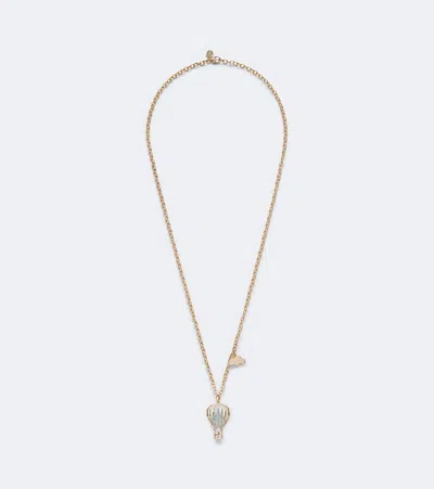 Sydney Evan Hot Air Balloon And Cloud 14kt Gold Chain Necklace With Aquamarine And Diamonds