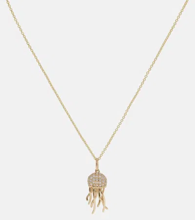 Sydney Evan Jellyfish 14kt Gold Necklace With Diamonds