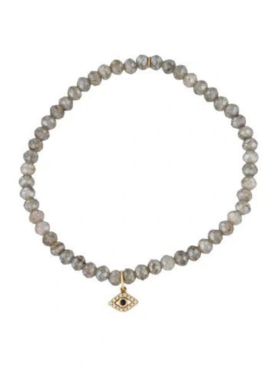 Pre-owned Sydney Evan Labradorite, Sapphire & Diamond Bead Charm Bracelet, 6.25" In Multi