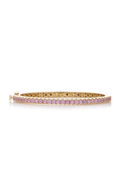 Sydney Evan Large 14k Yellow Gold Diamond; Sapphire Bangle In Multi