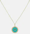 SYDNEY EVAN LARGE EVIL EYE 14KT GOLD CHAIN NECKLACE WITH DIAMONDS AND TURQUOISE