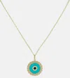 Sydney Evan Large Evil Eye 14kt Gold Chain Necklace With Diamonds And Turquoise In Gold
