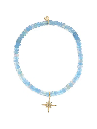 Sydney Evan Large Nautilus Sapphire And Diamond Charm Necklace In Blue