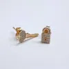 Sydney Evan Lock & Key Studs Earring In Gold In Gold