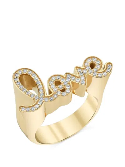 Sydney Evan Love Script Ring In Gold