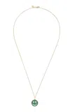Sydney Evan Medium Happy Face 14k Yellow Gold Emerald Necklace In Green