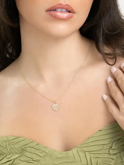 Sydney Evan Small Monstera Leaf 14-karat Gold Diamond Necklace
