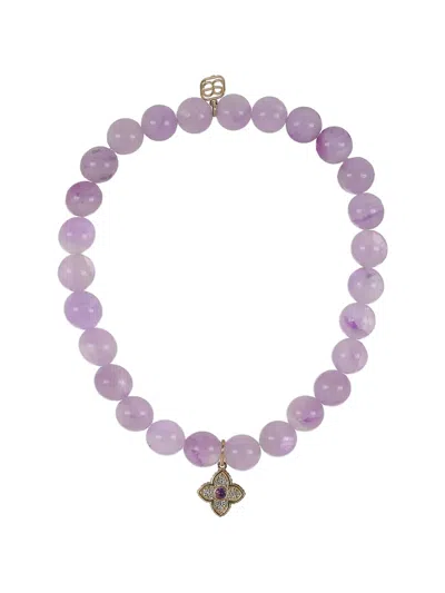 Sydney Evan Moraccan Charm Amethyst And Diamond Bracelet In Purple