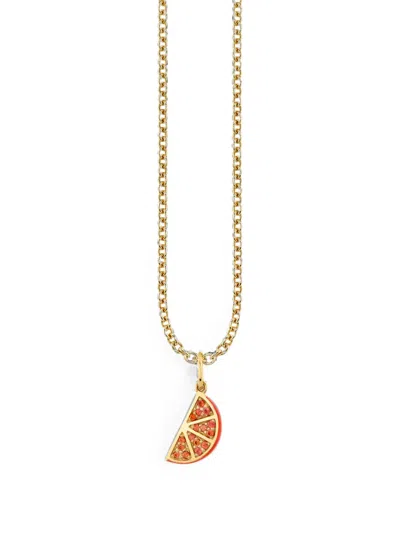 Sydney Evan 오렌지 모티프 사파이어 네크리스 In Gold