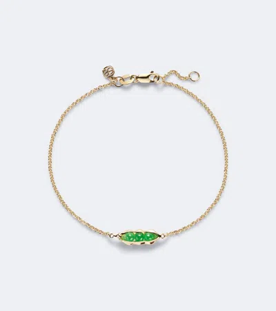 Sydney Evan Pea Pod 14kt Gold Bracelet With Jades