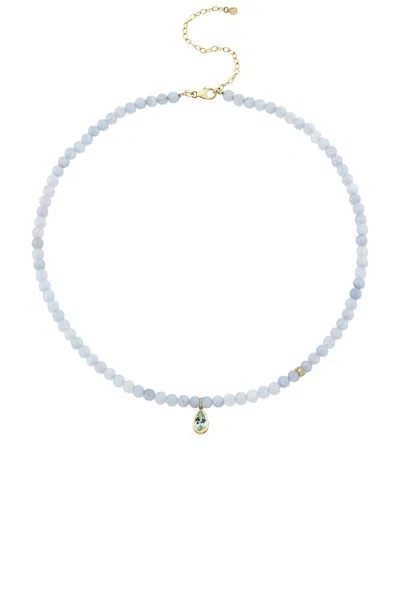 Sydney Evan Pear Rondelle Beaded Necklace In Aquamarine