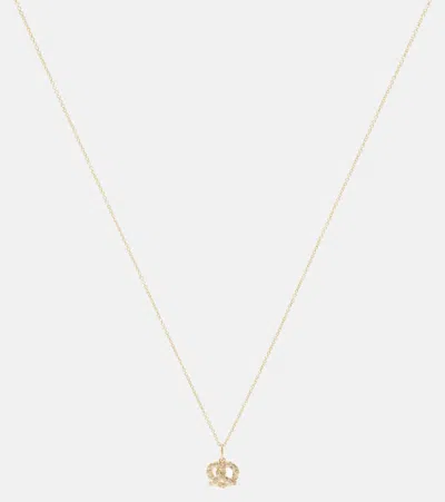 Sydney Evan Pretzel 14kt Gold Charm Necklace With Diamonds