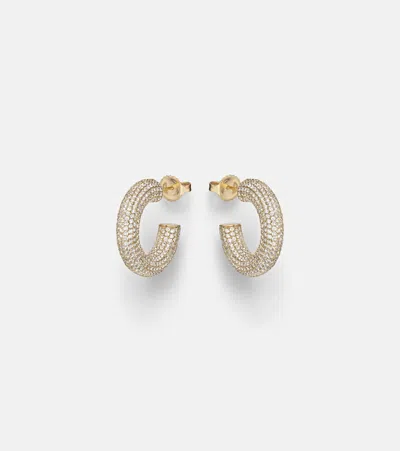 Sydney Evan Puffy 14kt Gold (585/1000) Hoop Earrings With Diamonds In Multi