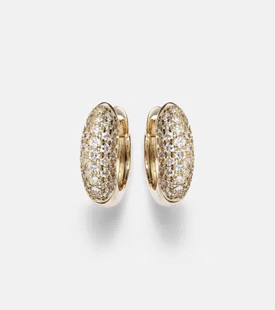 Sydney Evan Puffy 14kt Gold Hoop Earrings With Diamonds