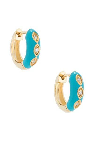 Sydney Evan Puffy Enamel Marquis Eye Huggie Hoop Earrings