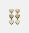Sydney Evan Pure Three Heart Linear 14kt Gold Earrings In Gold