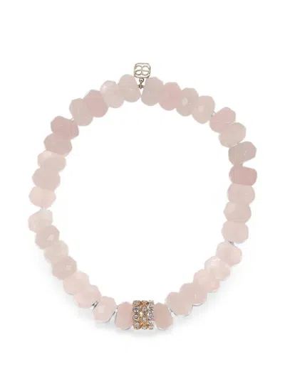 Sydney Evan Rondelle Rose Quartz And Diamond Bracelet In Pink