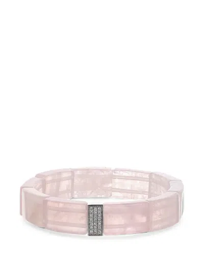 Sydney Evan Rose Quartz And Diamond Pavé Bracelet In Pink