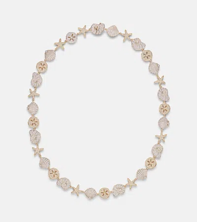 Sydney Evan Sea Life 14kt Gold (585/1000) Necklace With Diamonds In Red