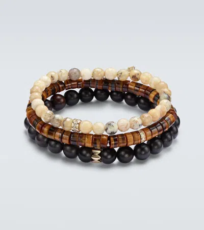 Sydney Evan Set Of 3 14kt Gold Bracelet With Diamonds In Multicoloured