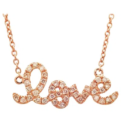 Pre-owned Sydney Evan Small 14k Rose Gold Diamond Love Necklace In Red