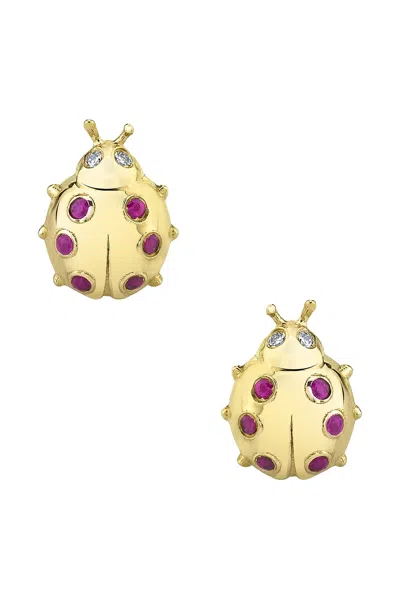 Sydney Evan Small Ladybug Stud Earrings In Gold