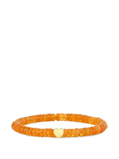 Sydney Evan Spessartite Heart Bracelet In Orange