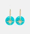 SYDNEY EVAN STARBURST 14KT GOLD EARRINGS WITH TURQUOISE AND DIAMONDS