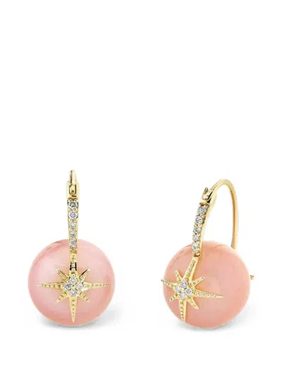 Sydney Evan Starburst Opal And Diamond Earrings In Pink