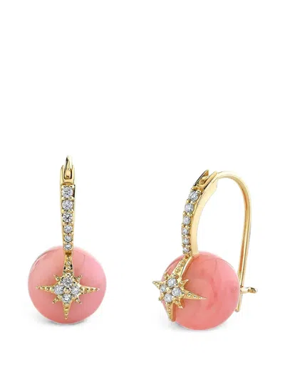 Sydney Evan Starburst Pink Opal Earrings In Gold
