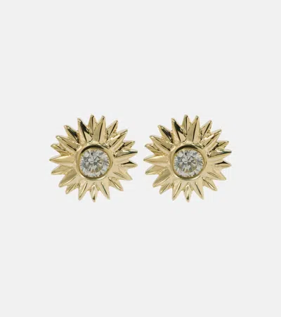 Sydney Evan Sunburst 14kt Gold Earrings With Diamonds