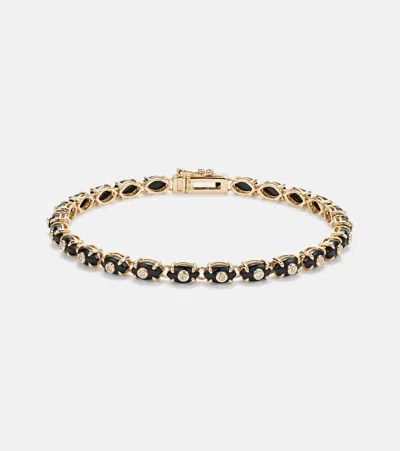 Sydney Evan Tiny Carved Stone 14kt Gold Bracelet With Onyx And Diamonds