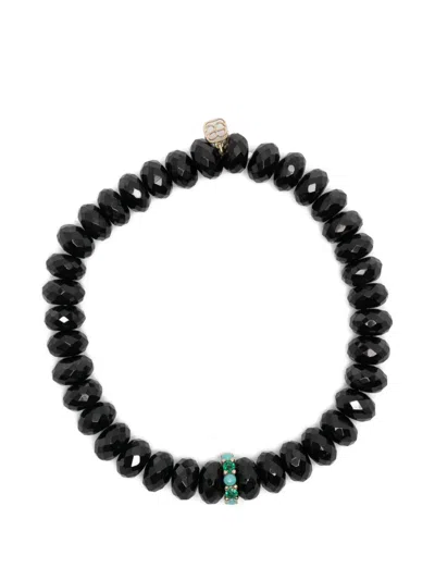 Sydney Evan Turquoise Signature Logo Bracelet In Black