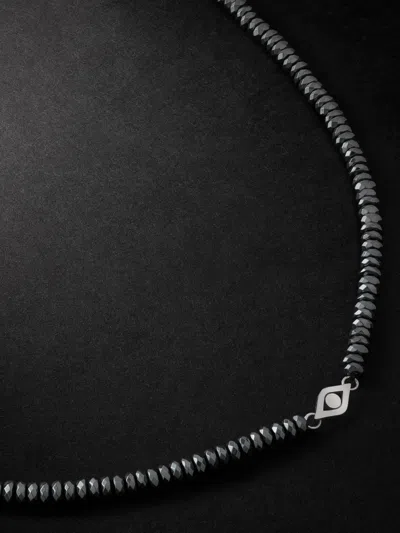 Sydney Evan White Gold Hematite Beaded Necklace In Metallic