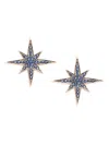 SYDNEY EVAN WOMEN'S 14K ROSE GOLD, BLACK RHODIUM & BLUE SAPPHIRE STARBUST EARRINGS