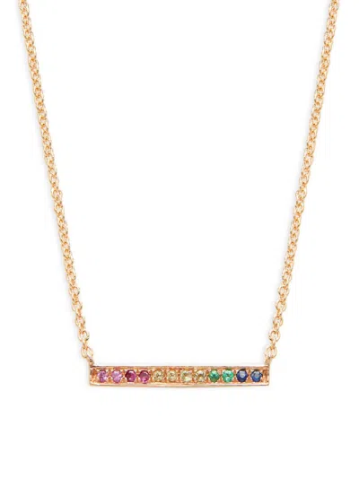 Sydney Evan Women's 14k Rose Gold, Sapphire & Emerald Bar Necklace