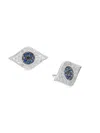 SYDNEY EVAN WOMEN'S 14K WHITE GOLD, BLACK RHODIUM, SAPPHIRE & DIAMOND LARGE EVIL EYE STUD EARRINGS