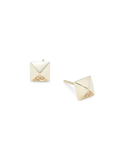 Sydney Evan Women's 14k Yellow Gold & 0.03 Tcw Diamond Pyramid Stud Earrings