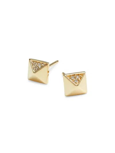 Sydney Evan Women's 14k Yellow Gold & 0.03 Tcw Diamond Pyramid Stud Earrings