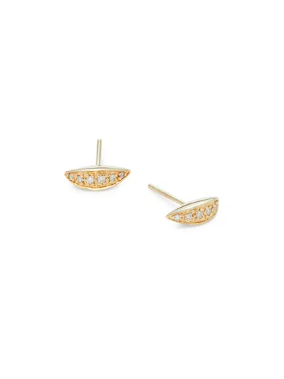 Sydney Evan Women's 14k Yellow Gold & 0.08 Tcw Diamond Leaflet Stud Earrings