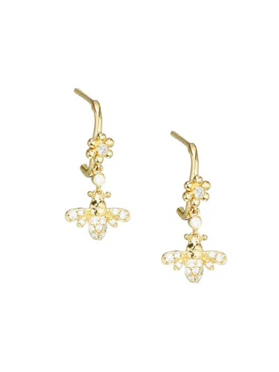Sydney Evan Women's 14k Yellow Gold & 0.12 Tcw Diamond Daisy Bee Drop Earrings