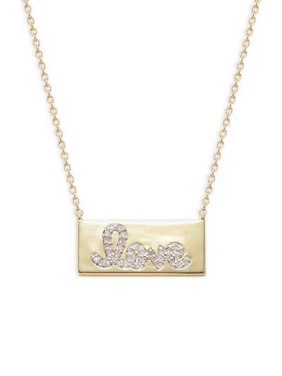 Sydney Evan Women's 14k Yellow Gold & 0.13 Tcw Diamond Love Bar Necklace