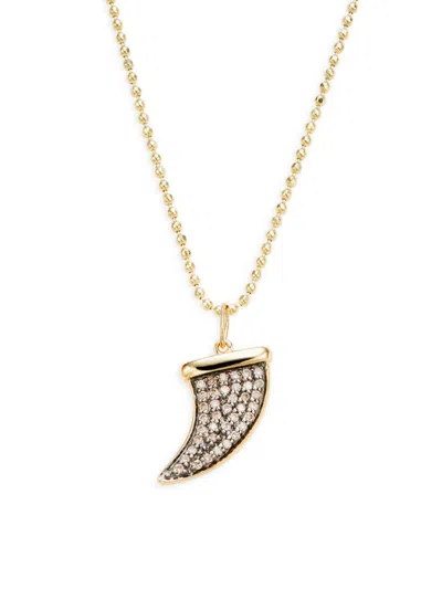 Sydney Evan Women's 14k Yellow Gold & 0.21 Tcw Brown Diamond Horn Medium Pendant Chain Necklace