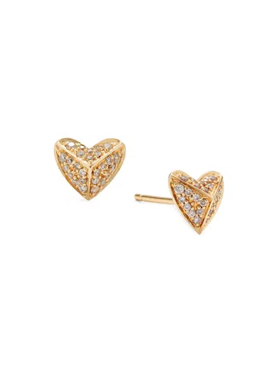 Sydney Evan Women's 14k Yellow Gold & 0.21 Tcw Diamond Heart Pyramid Stud Earrings