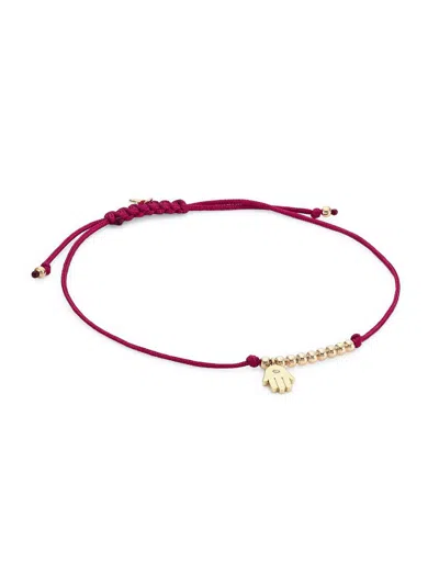 Sydney Evan Women's 14k Yellow Gold & Diamond Hamsa Charm Red Cord Bracelet In Multi