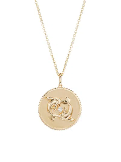 Sydney Evan Women's 14k Yellow Gold & Diamond Large Zodiac Medallion Pendant Necklace