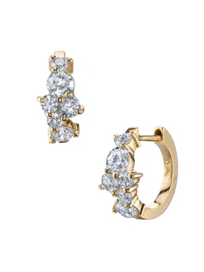 Sydney Evan 14k Yellow Gold Cocktail Huggie Hoop Earrings With Diamonds