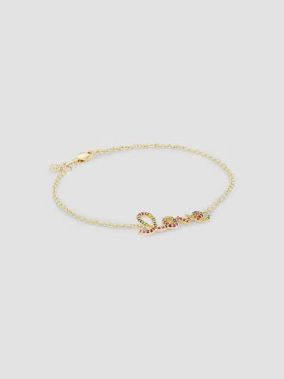 Sydney Evan Women's 14k Yellow Gold & Multi-stone Rainbow 'love' Charm Bracelet