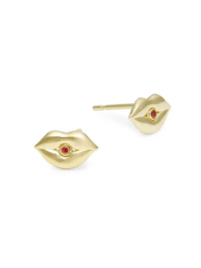 Sydney Evan Women's 14k Yellow Gold & Ruby Lip Stud Earrings