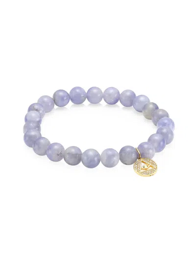 Sydney Evan Women's 14k Yellow Gold, Diamond & Iolite Pyramid Evil Eye Charm Beaded Bracelet In Purple